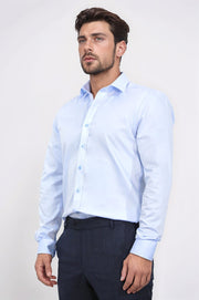 slim fit non-ıron mavi gömlek